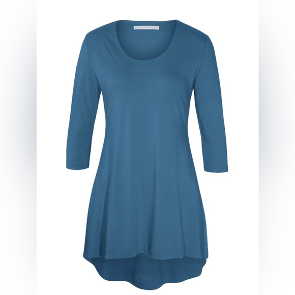 Peruvian Connection Avignon Pima Cotton Blue Tunic Top - Picture 2 of 7